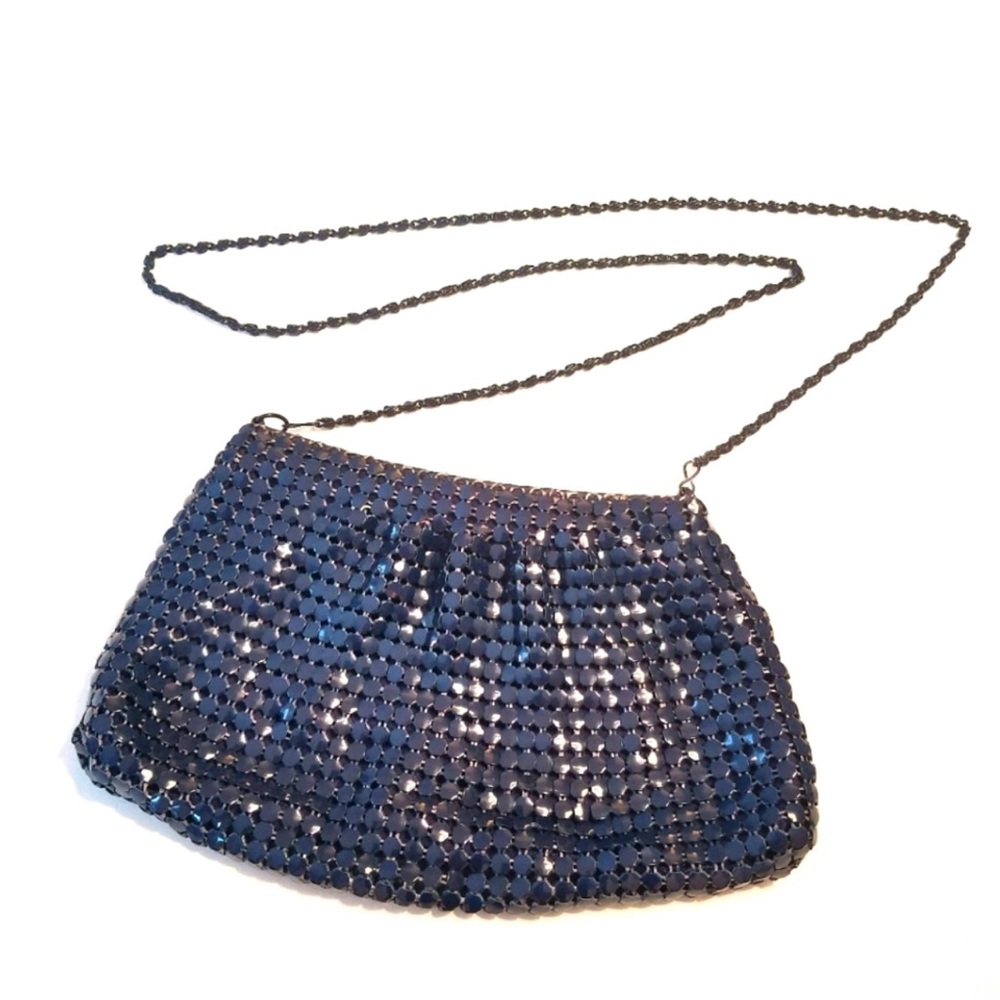 Elegant Blue Mesh Evening Bag